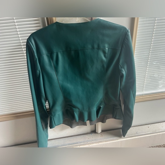 Marc Jacobs Leather Hunter Green Poplin Jacket Size Medium - Picture 2 of 6